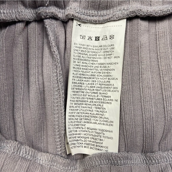 Puma Ribbed Wide Leg Slit Cropped Pants M Lilac Gray - Picture 9 of 14